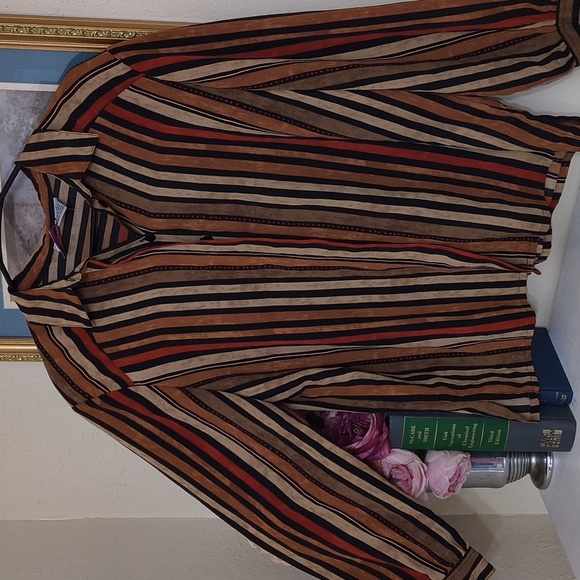 Vintage Contemporary Long Sleeve Button-Up Shirt Size Large Career Scandinavian - Picture 10 of 11